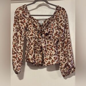 Sanctuary silky Leopard Print Blouse with Front Tie